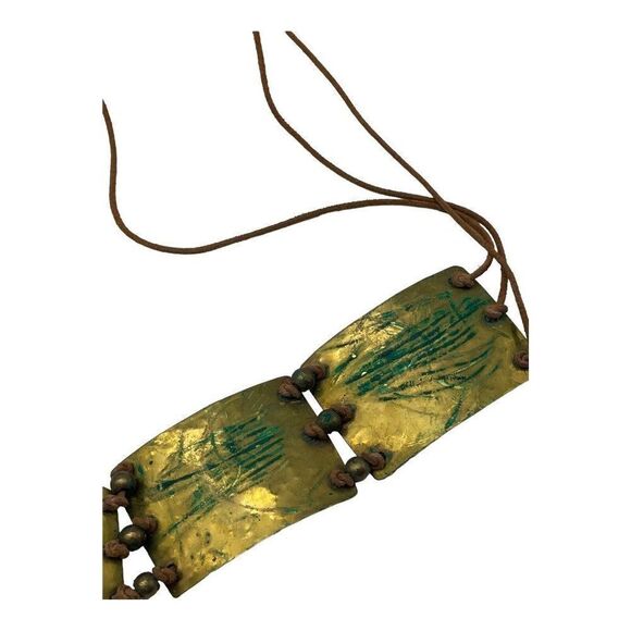 Statement Artisan  Hand Bade Brutalist Wide Panel Boho Metal Agate Belt Only - Picture 8 of 16